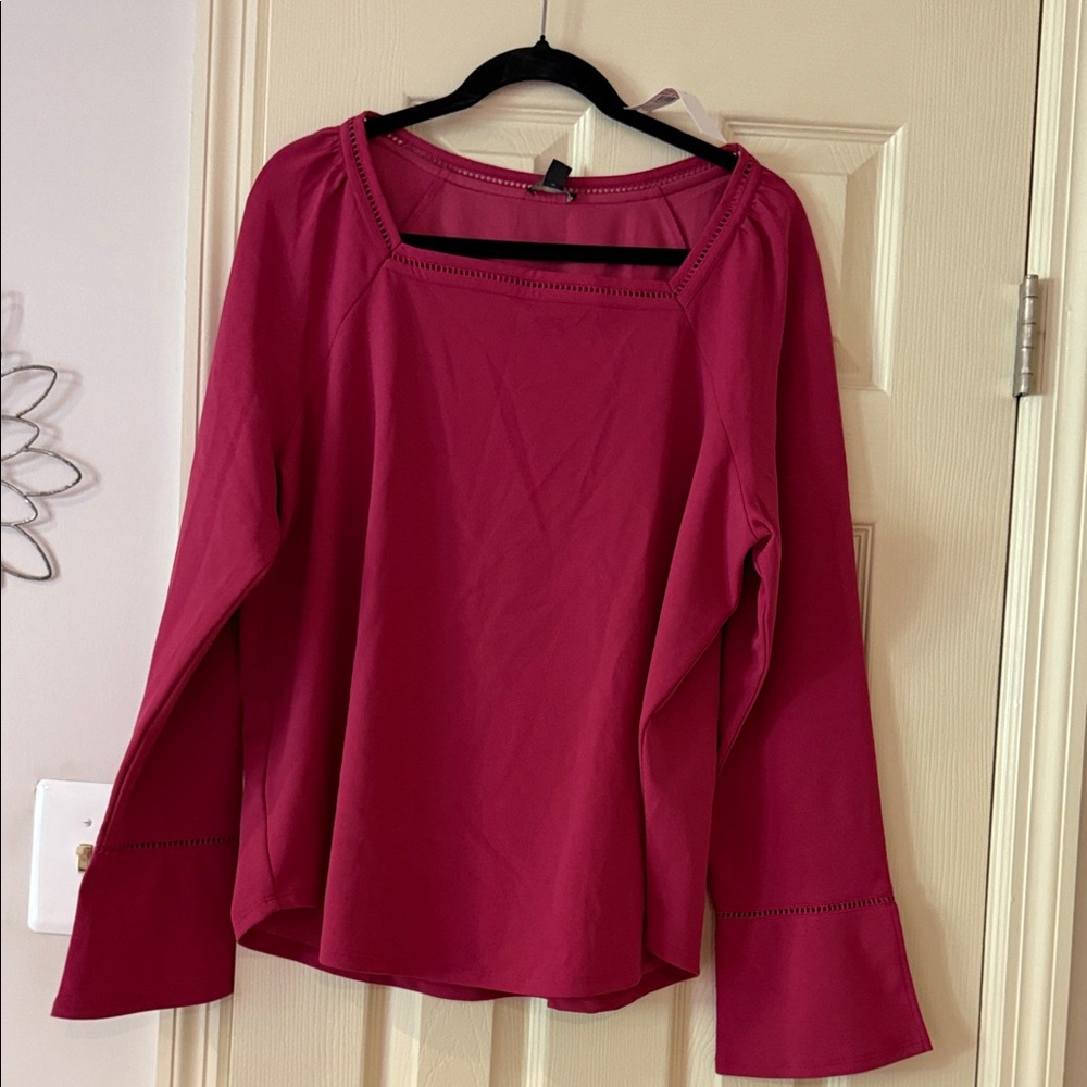 Ann Taylor Fuchsia Long Sleeve Blouse